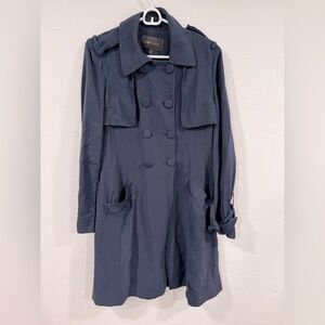 BCBGMaxazria Navy Blue Double Breasted Trench Coat Medium EUC